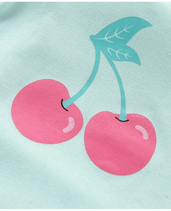 Babyhug 100% Cotton Half Sleeves Cherry Printed and Striped Onesies Pack of 3 - Blue Pink