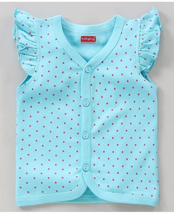 Babyhug 100% Cotton Half Flutter Sleeves Vests Flowers Print Pack of 3 - Pink Blue