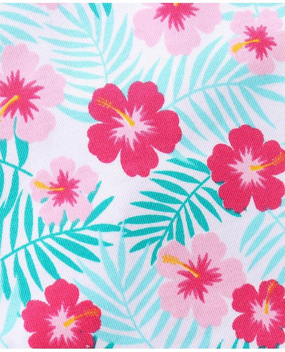 Babyhug 100% Cotton Half Flutter Sleeves Vests Flowers Print Pack of 3 - Pink Blue