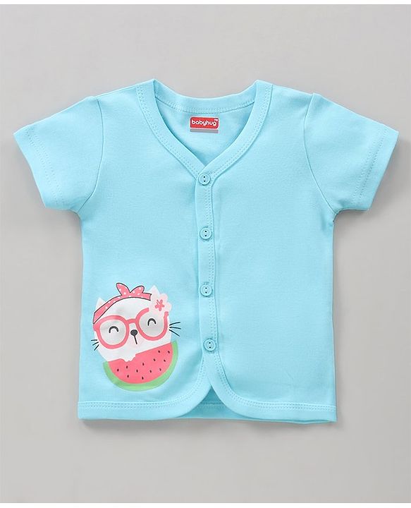 Babyhug 100% Cotton Half Sleeves Vests Watermelon Print Pack of 3 - Pink Blue White