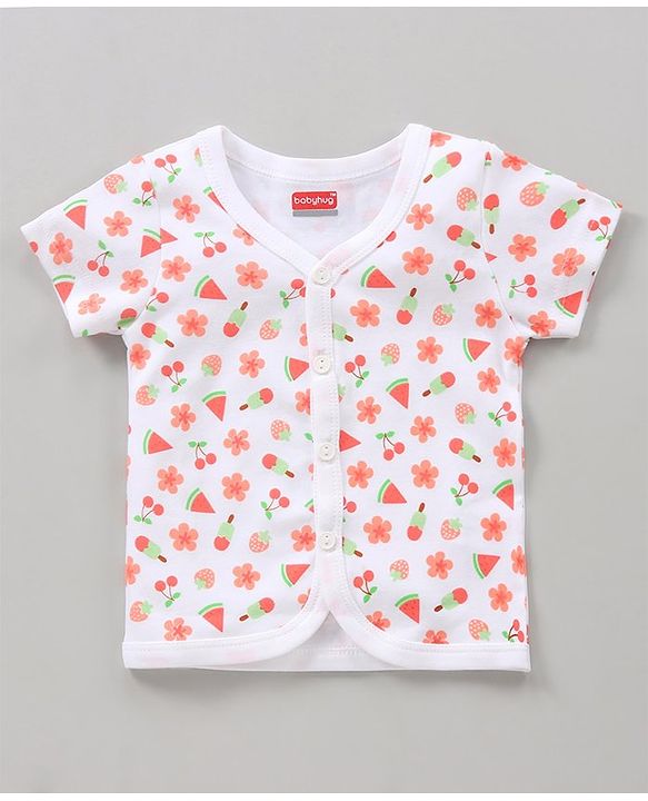 Babyhug 100% Cotton Half Sleeves Vests Watermelon Print Pack of 3 - Pink Blue White