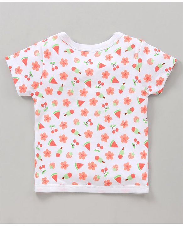 Babyhug 100% Cotton Half Sleeves Vests Watermelon Print Pack of 3 - Pink Blue White