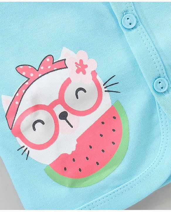 Babyhug 100% Cotton Half Sleeves Vests Watermelon Print Pack of 3 - Pink Blue White