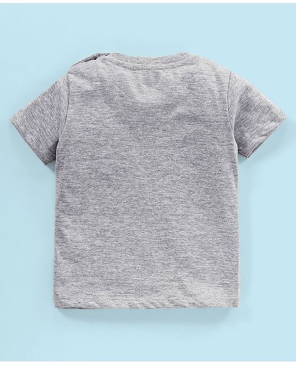 Babyhug 100% Cotton Knit Half Sleeves T-Shirt & Shorts Dino Print - Grey & Blue