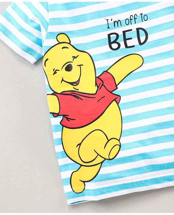 Babyhug Half Sleeves Shorts Night Suit Winnie The Pooh Print - Blue