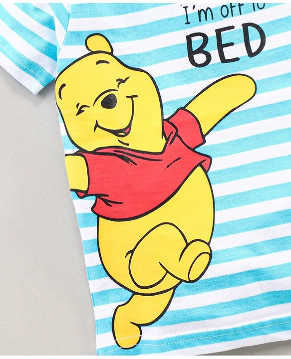 Babyhug Half Sleeves Shorts Night Suit Winnie The Pooh Print - Blue