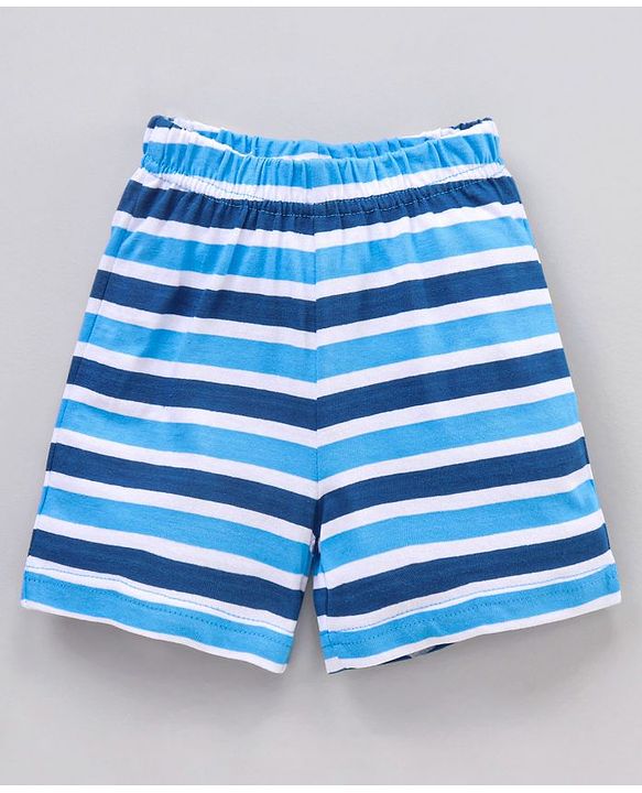 Babyhug Half Sleeves Striped Night Suit Mickey Mouse Print - Blue