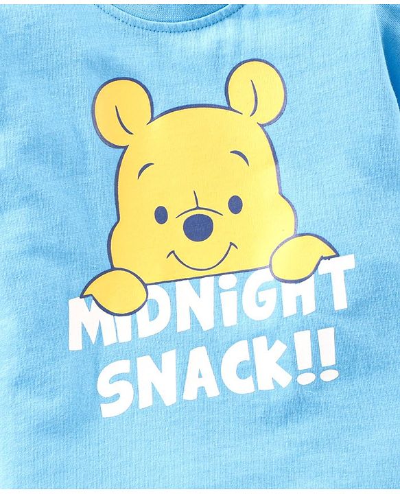 Babyhug Half Sleeves Shorts Night Suit Winnie The Pooh Print - Blue