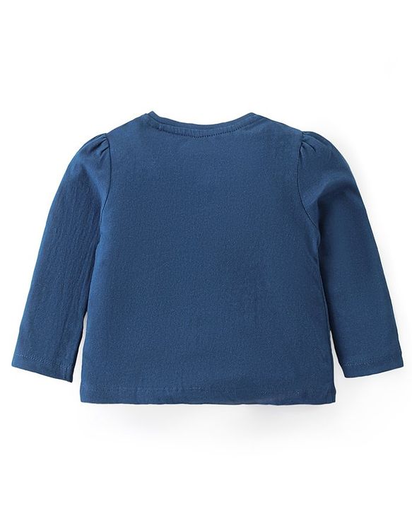 Babyhug Full Sleeves Night Suit Ariel Print - Navy Blue