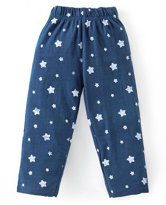 Babyhug Full Sleeves Night Suit Ariel Print - Navy Blue