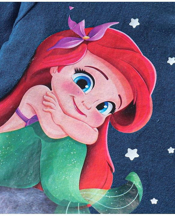 Babyhug Full Sleeves Night Suit Ariel Print - Navy Blue