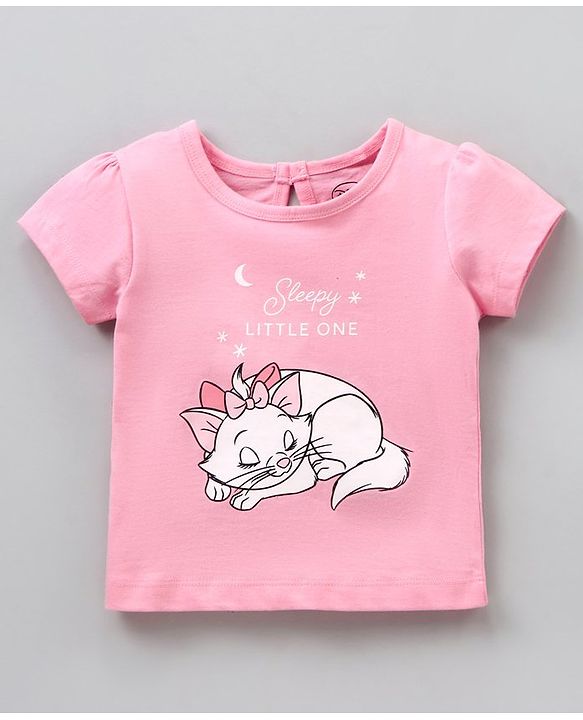 Babyhug Half Sleeves Top & Shorts Set Marie & Text Print - Pink