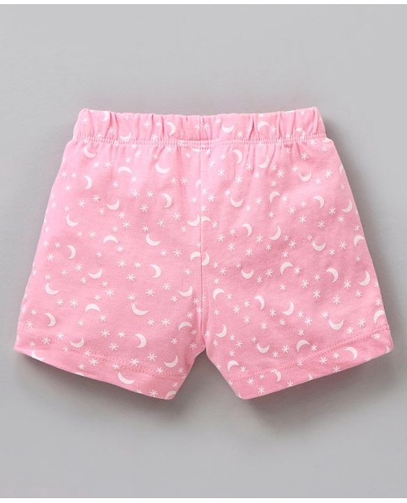 Babyhug Half Sleeves Top & Shorts Set Marie & Text Print - Pink