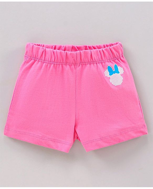 Babyhug Half Sleeves Top & Shorts Nightwear Set Minnie Mouse & Text Print - Blue