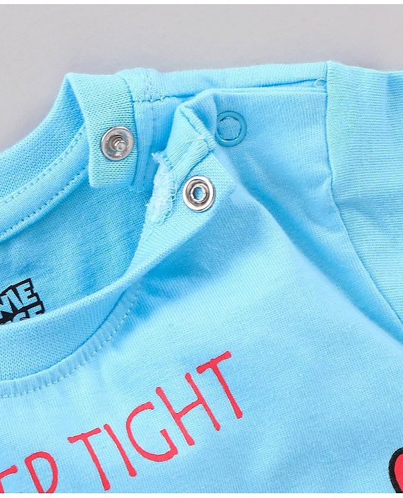 Babyhug Half Sleeves Top & Shorts Nightwear Set Minnie Mouse & Text Print - Blue