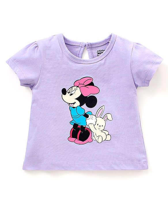Babyhug Cap Sleeves Shorts Set Disney Minnie Mouse & Polka Dot Print - Purple Pink