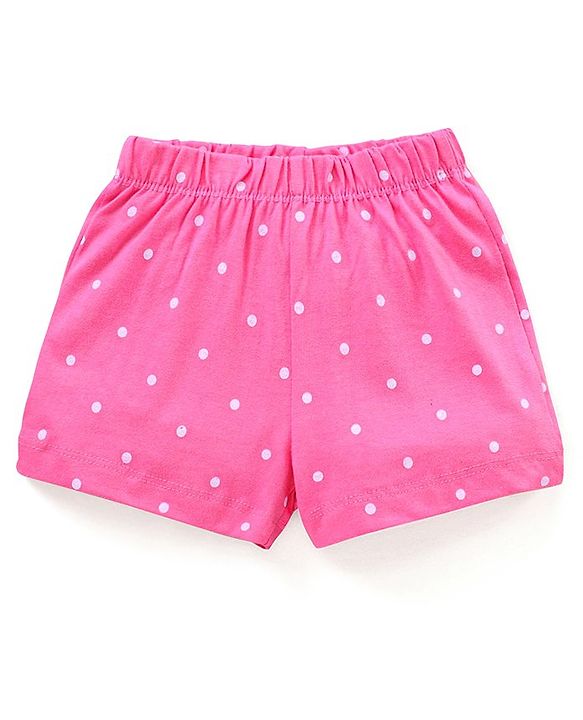 Babyhug Cap Sleeves Shorts Set Disney Minnie Mouse & Polka Dot Print - Purple Pink