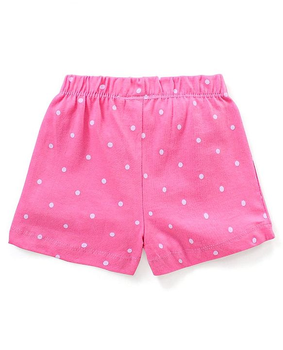 Babyhug Cap Sleeves Shorts Set Disney Minnie Mouse & Polka Dot Print - Purple Pink