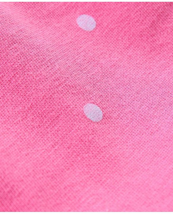 Babyhug Cap Sleeves Shorts Set Disney Minnie Mouse & Polka Dot Print - Purple Pink