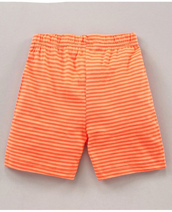 Babyhug Half Sleeves Shorts Night Suit Winnie The Pooh Print - White Orange