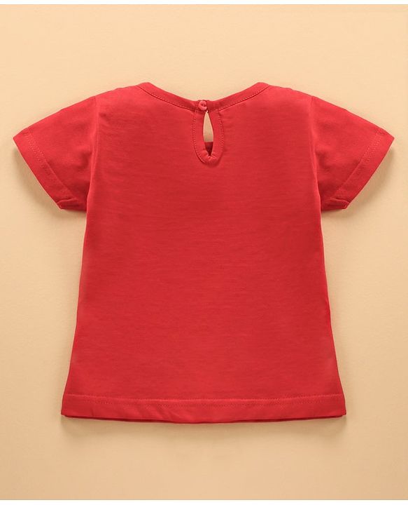 Babyhug Cap Sleeves Cotton Tee & Shorts Set Heart Print - Red