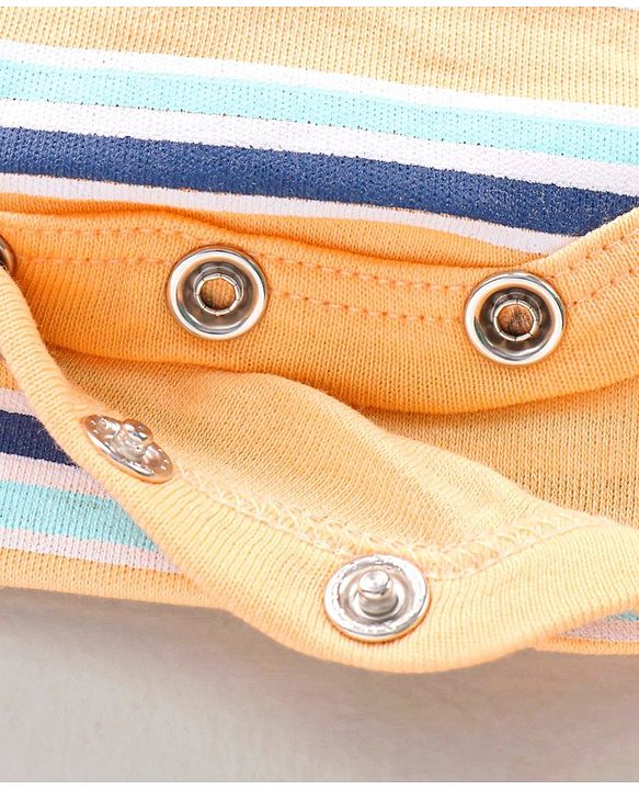 Babyhug 100% Cotton Half Sleeves Onesies Striped - Orange