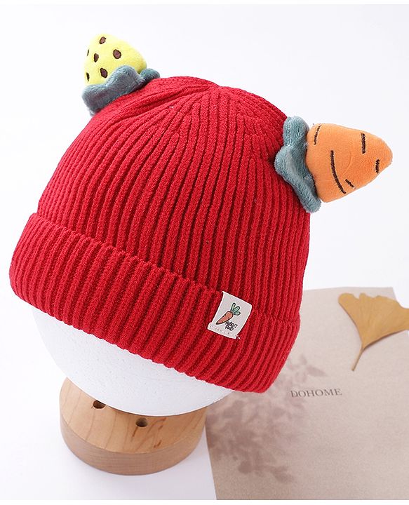 Babyhug Caps Red With Horns - Diameter 11 cm