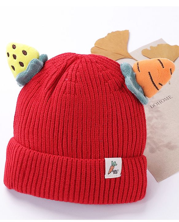 Babyhug Caps Red With Horns - Diameter 11 cm