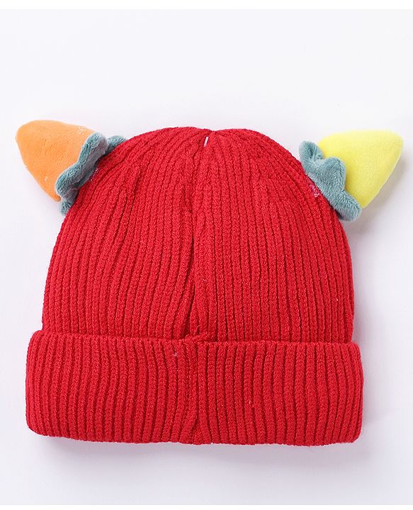 Babyhug Caps Red With Horns - Diameter 11 cm