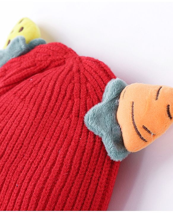 Babyhug Caps Red With Horns - Diameter 11 cm