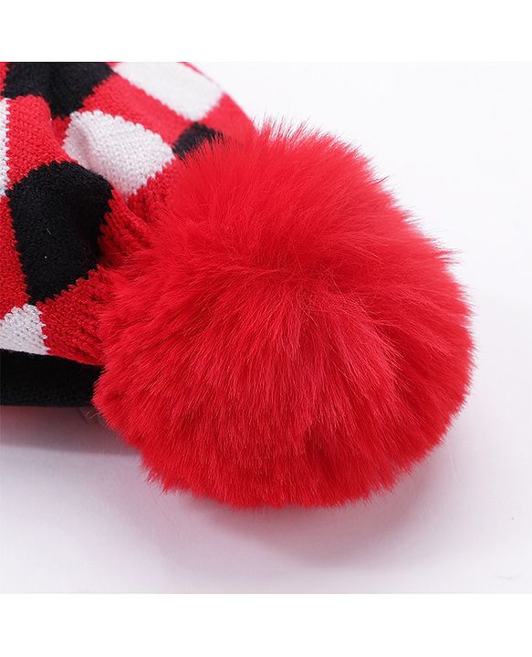 Babyhug Woollen Cap Stripes Pattern Red - Diameter 10 cm