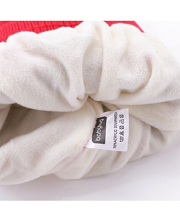 Babyhug Woollen Cap Stripes Pattern Red - Diameter 10 cm