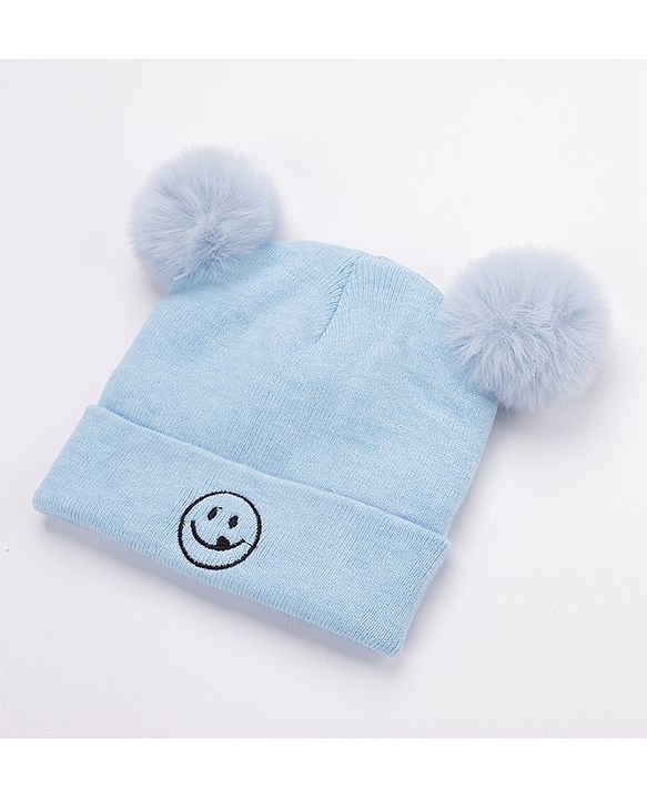 Babyhug Woollen Cap and Gloves Set with Headband Solid Colour Pattern Blue - Diameter 10 cm