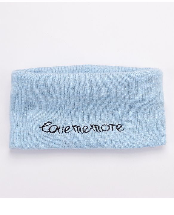Babyhug Woollen Cap and Gloves Set with Headband Solid Colour Pattern Blue - Diameter 10 cm