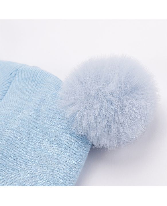 Babyhug Woollen Cap and Gloves Set with Headband Solid Colour Pattern Blue - Diameter 10 cm