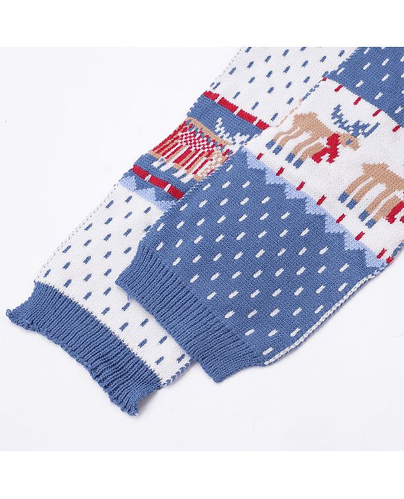 Babyhug Woollen Cap Gloves With Muffler Blue - Cap Diameter 11 cm