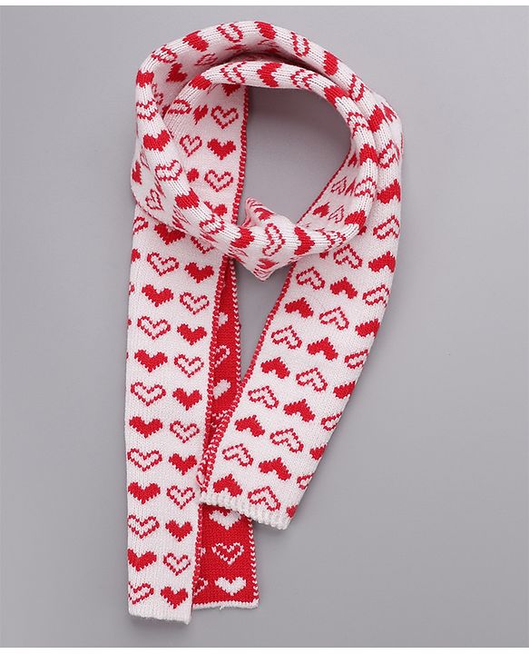 Babyhug Woollen Cap Gloves With Muffler Red - Cap Diameter 11.5 cm