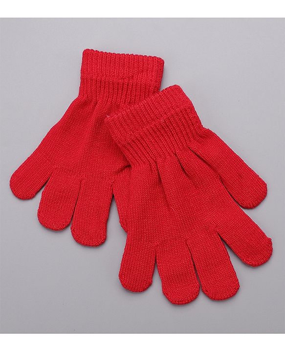 Babyhug Woollen Cap Gloves With Muffler Red - Cap Diameter 11.5 cm
