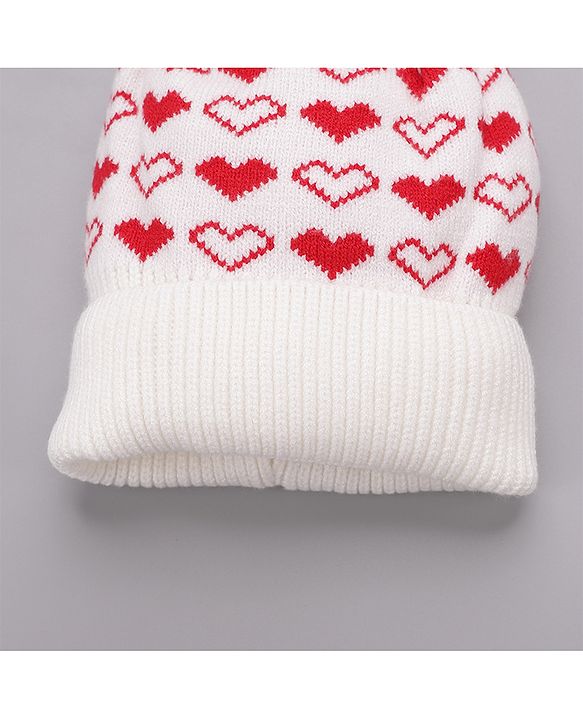 Babyhug Woollen Cap Gloves With Muffler Red - Cap Diameter 11.5 cm