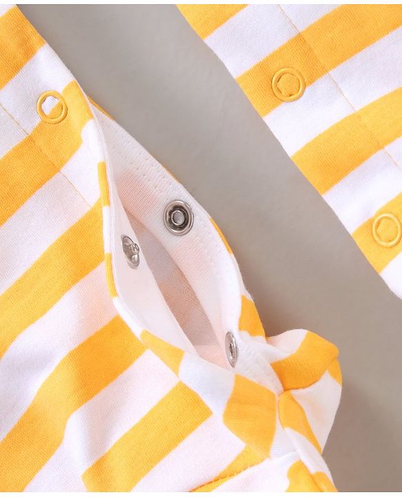 Babyhug Full Sleeves Footed Sleepsuit Tiger Print - Yellow