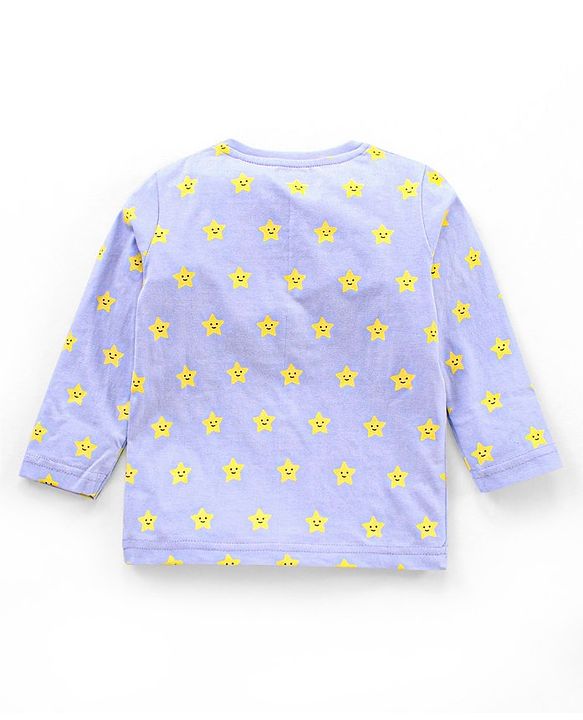 Babyhug Full Sleeves Night Suit Star Print - Blue