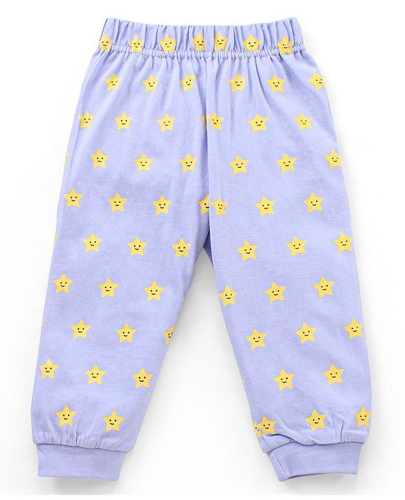 Babyhug Full Sleeves Night Suit Star Print - Blue