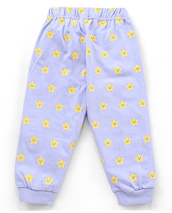 Babyhug Full Sleeves Night Suit Star Print - Blue