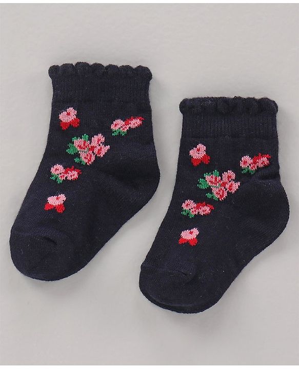 Cute Walk by Babyhug Cotton Knit Regular Length Antibacterial Socks Multi Design Pack Of 3 - Multicolour