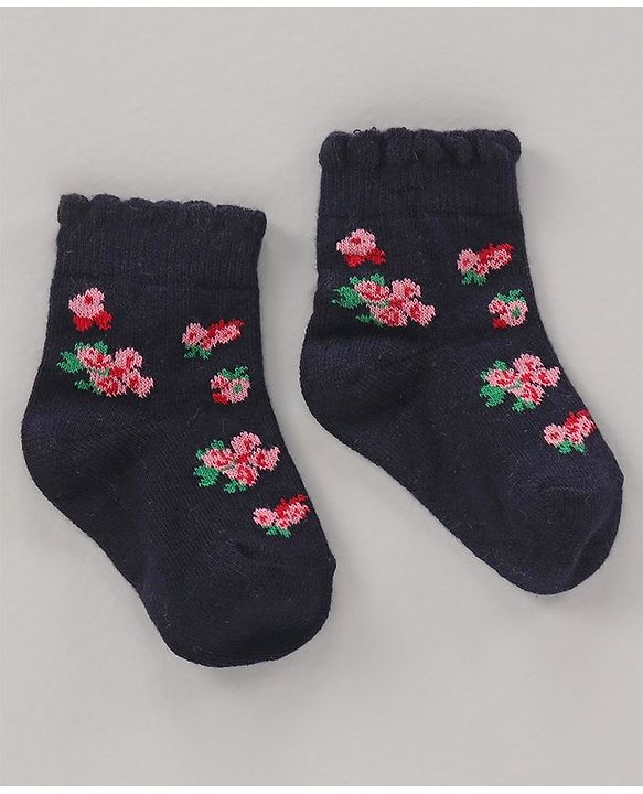 Cute Walk by Babyhug Cotton Knit Regular Length Antibacterial Socks Multi Design Pack Of 3 - Multicolour