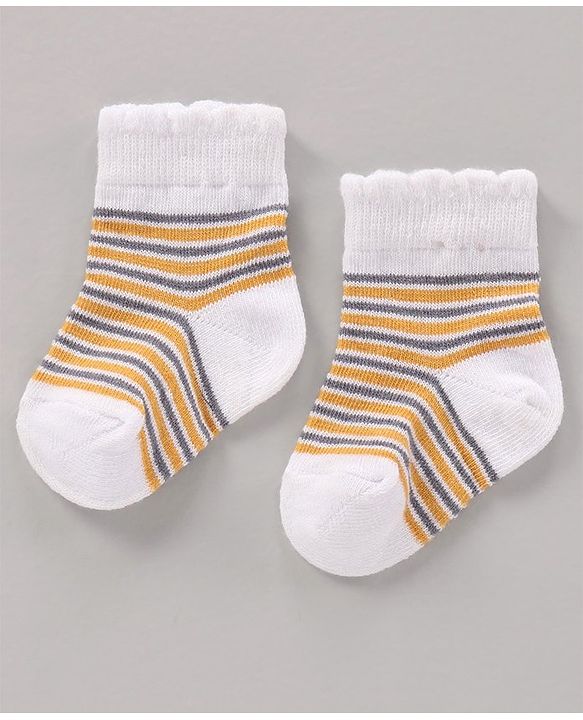 Cute Walk by Babyhug Cotton Knit Regular Length Antibacterial Socks Design Pack Of 3 - Multicolour