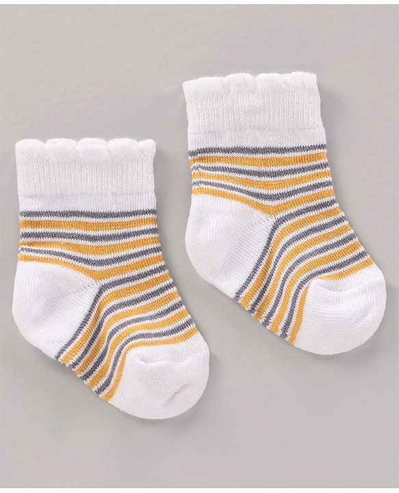 Cute Walk by Babyhug Cotton Knit Regular Length Antibacterial Socks Design Pack Of 3 - Multicolour