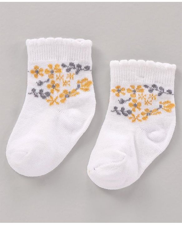 Cute Walk by Babyhug Cotton Knit Regular Length Antibacterial Socks Design Pack Of 3 - Multicolour