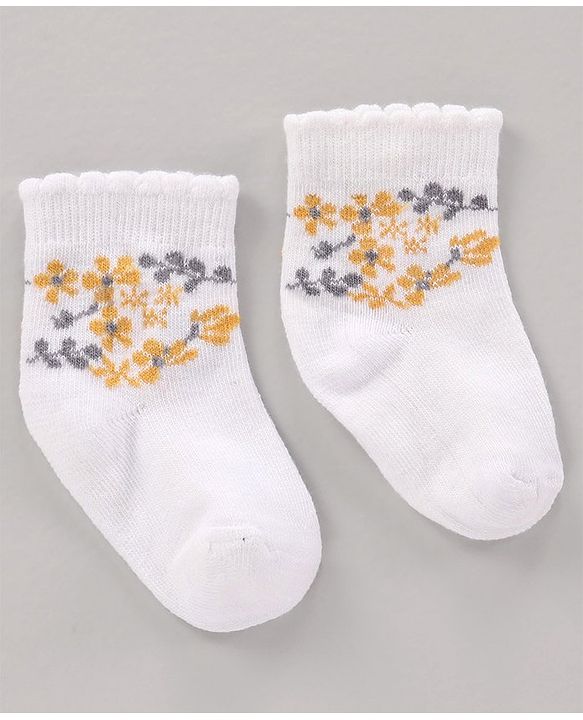 Cute Walk by Babyhug Cotton Knit Regular Length Antibacterial Socks Design Pack Of 3 - Multicolour