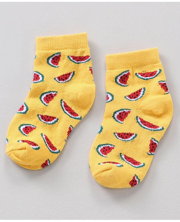 Cute Walk by Babyhug Anti Bacterial Ankle Length Socks Watermelon Print Set Of 7 - Multicolor